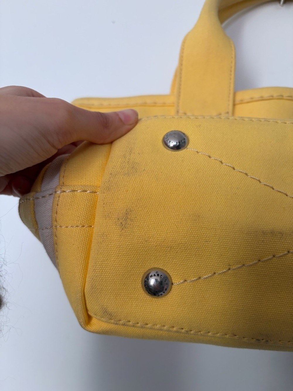 Marc Jacobs St Tropez Blue, Yellow Canvas Black & White Sequins Small Tote - Picture 10 of 16